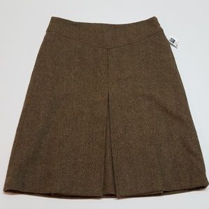 Gap Brown Pleated A Line Wool Blend Skirt Size 2